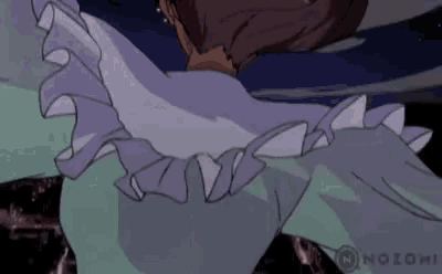 a woman in a purple dress is flying through the air