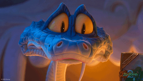 a cartoon snake with its tongue hanging out and a disney logo in the background