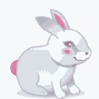 a white bunny with a pink heart on its back .
