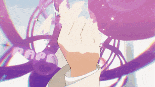 a person 's hand is visible in front of a purple background that says rap