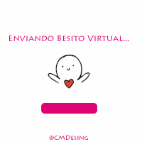 a drawing of a person with a heart and the words enviando besito virtual on the bottom