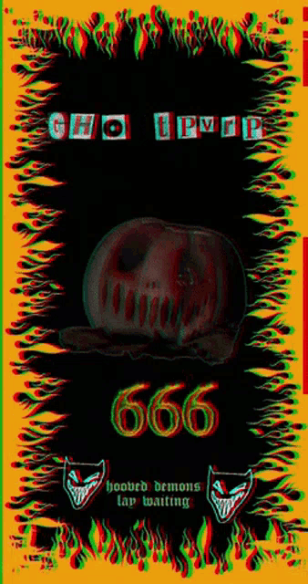 a colorful poster with a skull and the number 666
