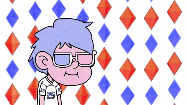 a cartoon character wearing glasses and a jersey with the number 25 on it