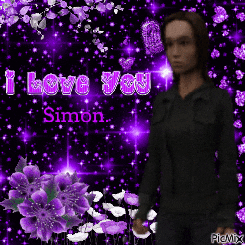 a picture of a man with the words i love you simon on it