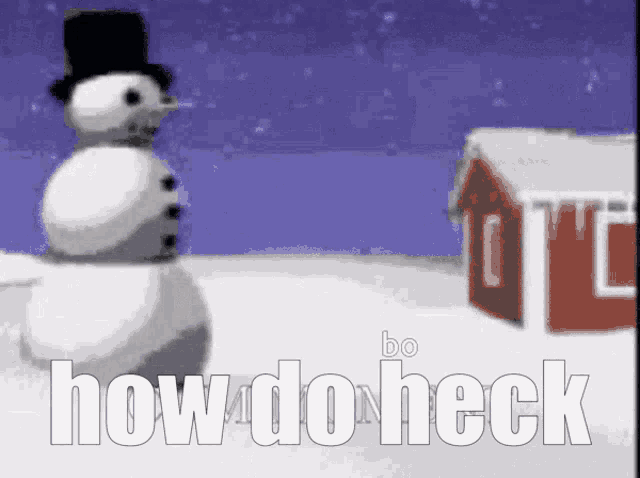 a snowman is standing in the snow with the words how do heck