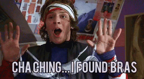 Cha Ching - I Found Bras! GIF - Sleepover Evan Peters Russell GIFs