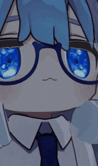 a close up of a person with blue eyes wearing glasses