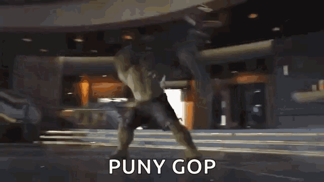 the word puny is on the bottom of a picture of a superhero