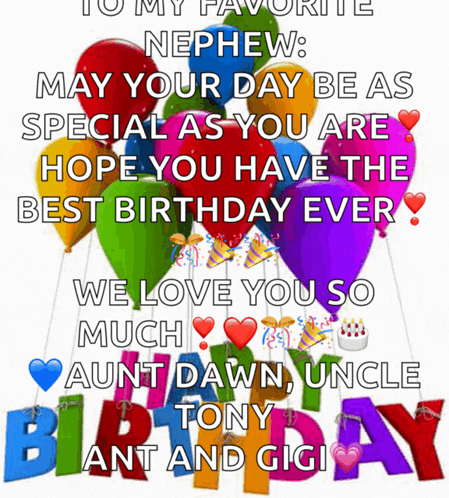 a birthday card that says to my favorite nephew may your day be as special as you are