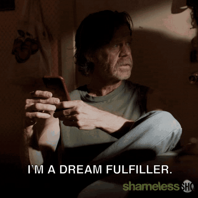 an ad for shameless shows a man looking at his cell phone