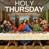 a painting of the last supper with the words holy thursday on the bottom