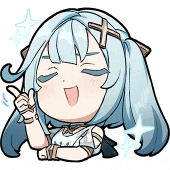 a cartoon girl with blue hair is giving a thumbs up and smiling .