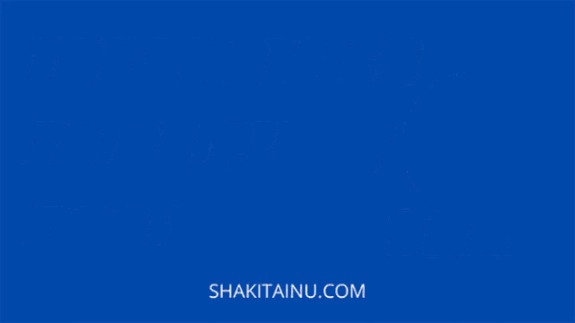 a close up of a cartoon character with the website shakitainu.com written below it