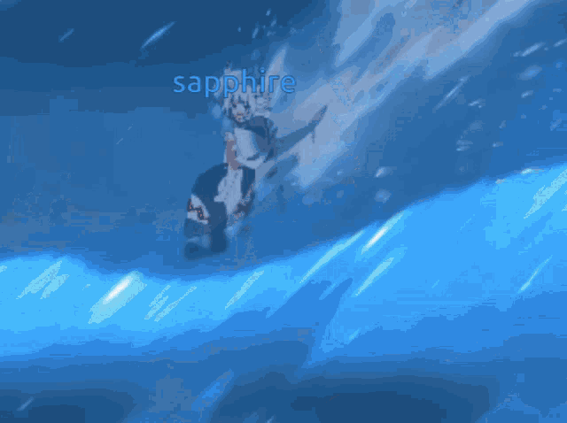 a blue background with the word sapphire in the middle
