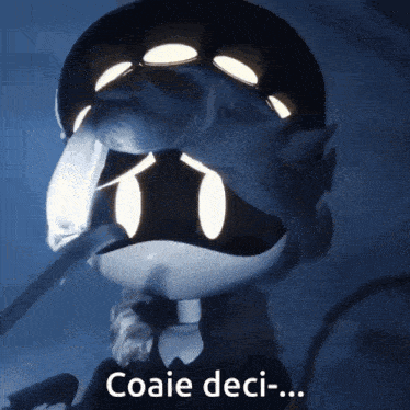 a cartoon character with the words coaie deci