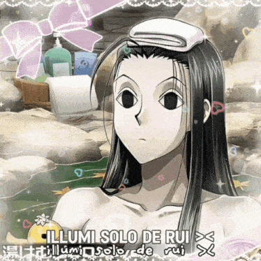 a cartoon of a girl with a towel on her head and the words " ilumi solo de rui " on the bottom