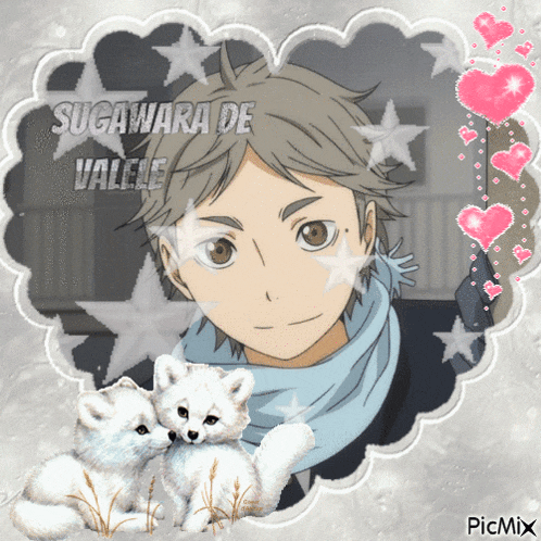 a picture of a boy with the name sugawara de valele written on it