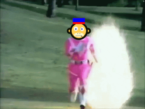 a cartoon of a monkey wearing a pink ranger costume