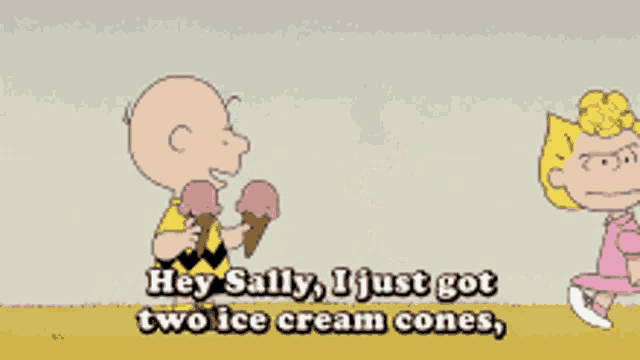 a cartoon of charlie brown and sally saying hey sally