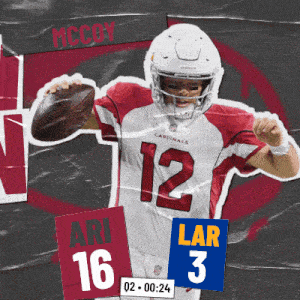 a poster of a cardinals football player holding a football