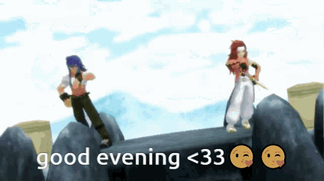 a video game says good evening < 33