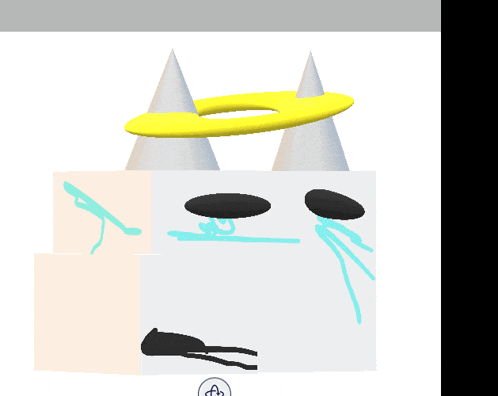 a cartoon drawing of an angel with a yellow halo on its head