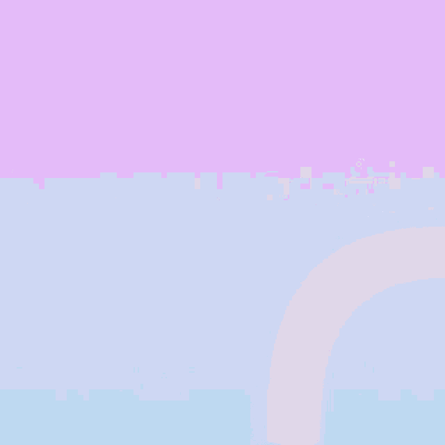 a cartoon drawing of a whale with a rainbow behind it