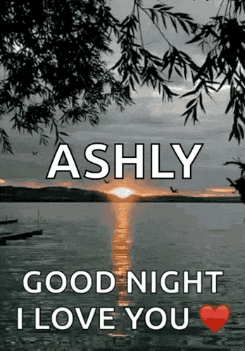 ashly says good night i love you with a picture of a lake