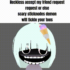 a cartoon character with an ice cream cone on her head is asking for a friend request