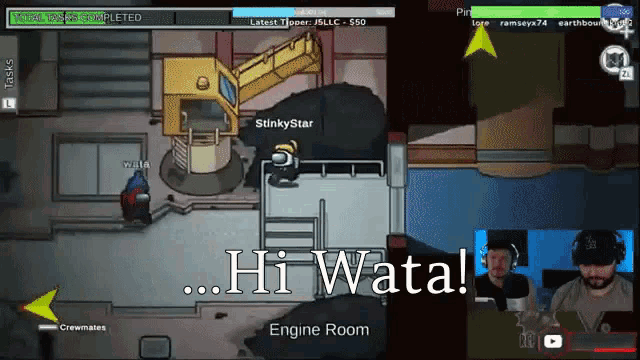 a screenshot of a video game with the words hi wata on the screen
