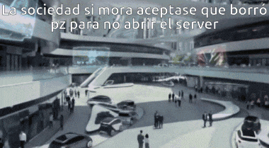 a blurred image of a city with the words " la sociedad si mora aceptase que borro pz para no abrir el server "