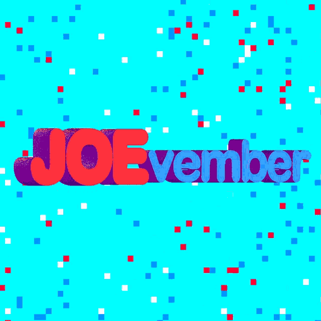 a blue background with red and blue squares and the word jobvember