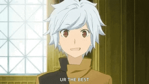 a young boy with white hair is standing in front of a window and smiling .