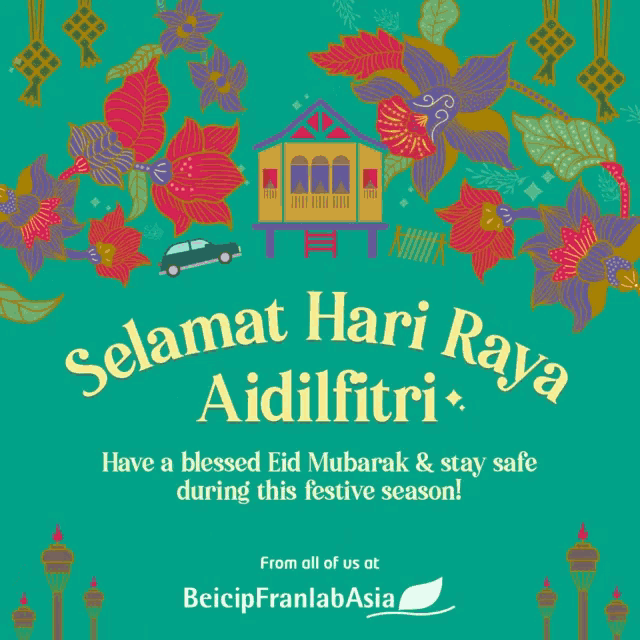 a greeting card that says " selamat hari raya aidilfitri "