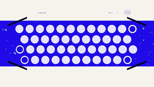 a girl with blue hair is surrounded by circles with the letter a on them