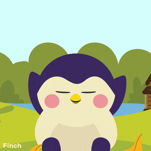 a cartoon of a penguin with the word finch underneath it