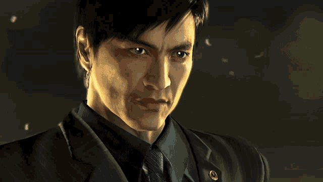 a man in a suit is standing next to a shirtless man in a video game