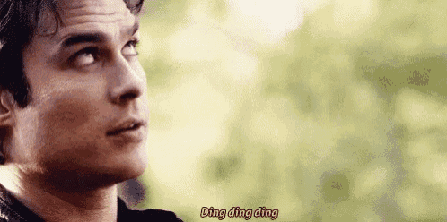 a close up of a man 's face with the words `` ding ding ding '' written below him .