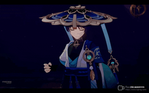 a screenshot of a video game character with a blue light coming out of his hands