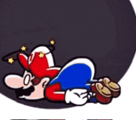a cartoon of mario laying on the ground