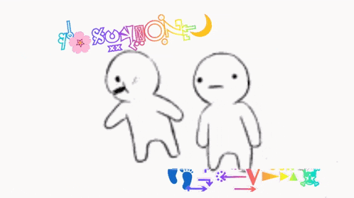 a drawing of two cartoon characters with the letters x and y on the top