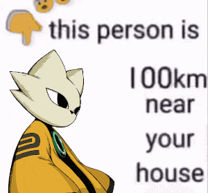 a cartoon cat is standing next to a sign that says 41 km near you