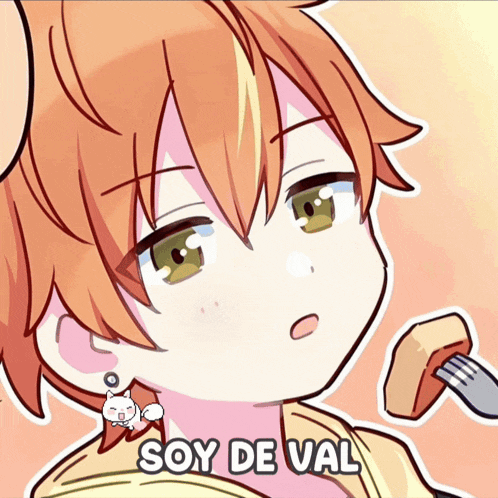 a drawing of a boy with a fork and the words soy de val above him