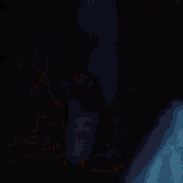 a pixelated image of a man in a room