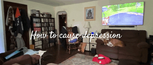 a living room with the words how to cause depression above it