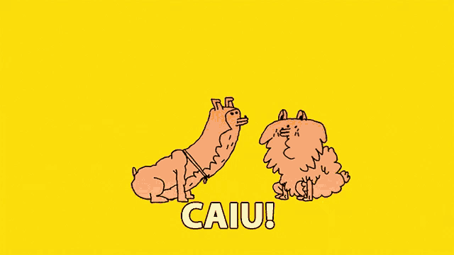 a cartoon of a man standing next to a cat with caiu written in the bottom right corner