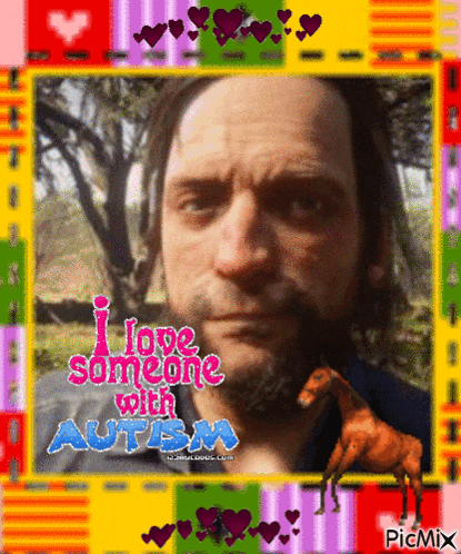 a picture of a man with a horse and the words i love someone with autism