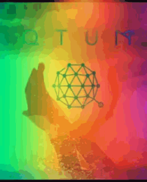 a rainbow colored background with the word iqtum written on it