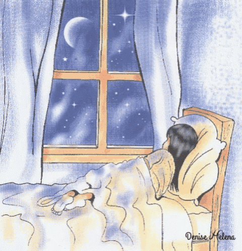 a drawing of a girl sleeping with the name denise helena on the bottom right
