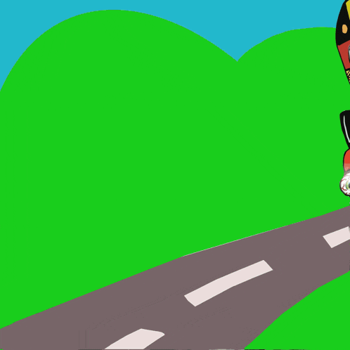 a cartoon drawing of a bus with a skull on the front of it
